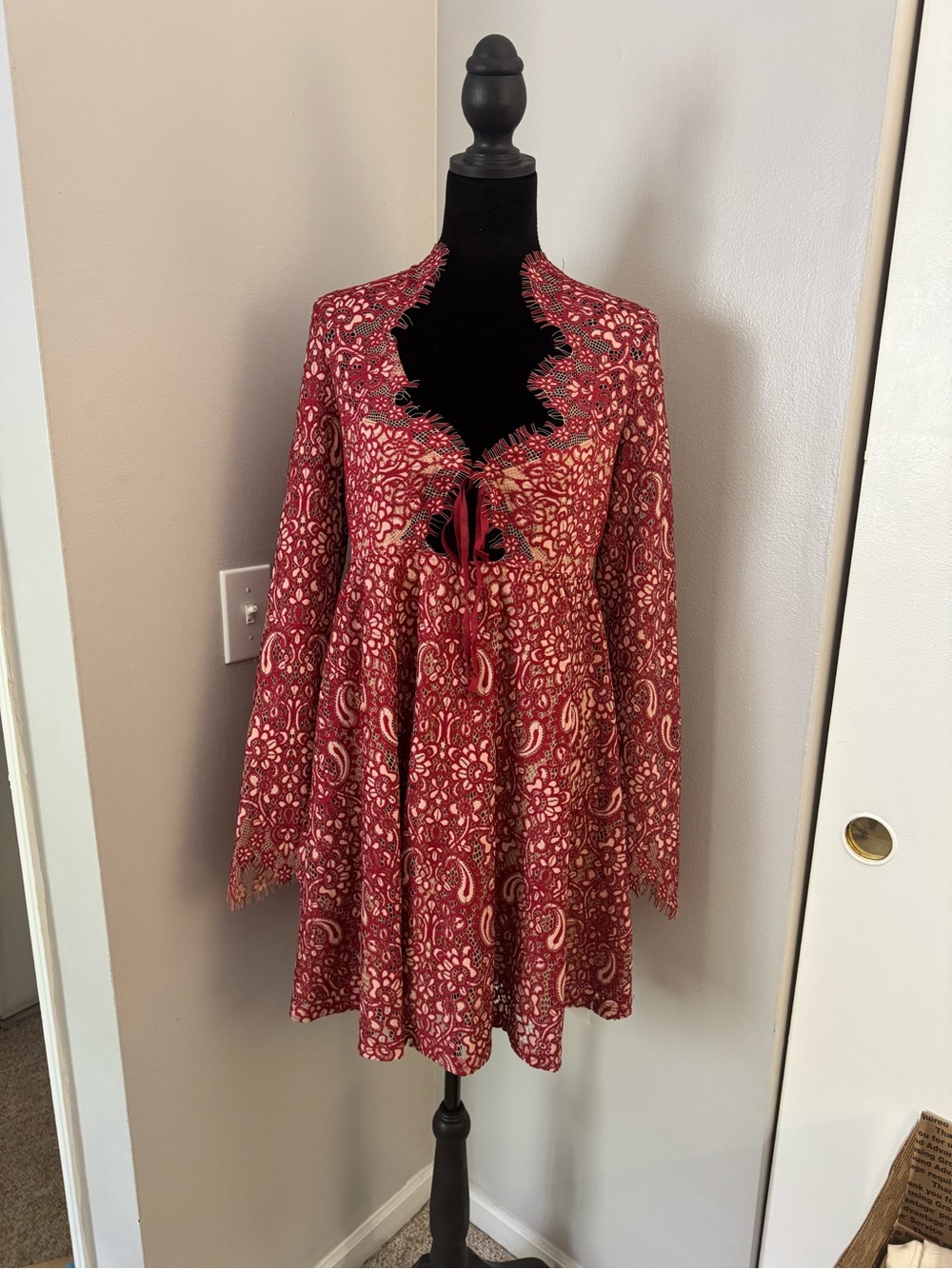 For Love And Lemons Red Paisley Mini Dress